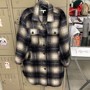 Maurices Navy Plaid Longline Shacket